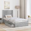 vidaXL Letto con Contenitore con testiera Grigio Sonoma 100 x 200 cm