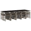 vidaXL Set da Pranzo da Giardino 11pz con Cuscini in Polyrattan Grigio