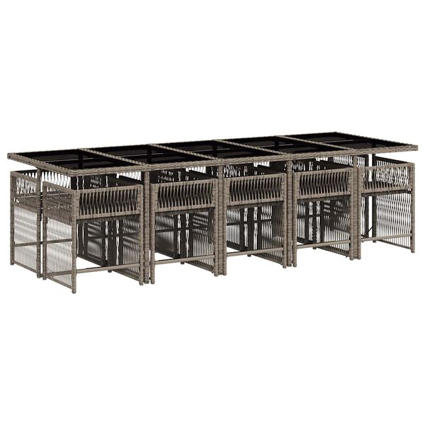 vidaXL Set da Pranzo da Giardino 11pz con Cuscini in Polyrattan Grigio