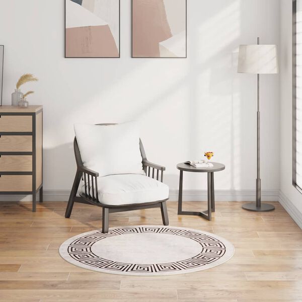 vidaXL Tappeto Lavabile &phi;120 cm Beige Chiaro Antiscivolo