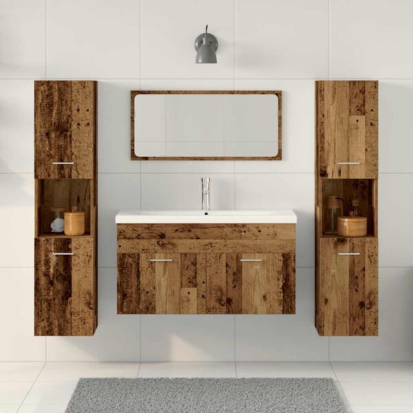 vidaXL Set Mobili da Bagno 4 pz Legno Antico in Legno Multistrato