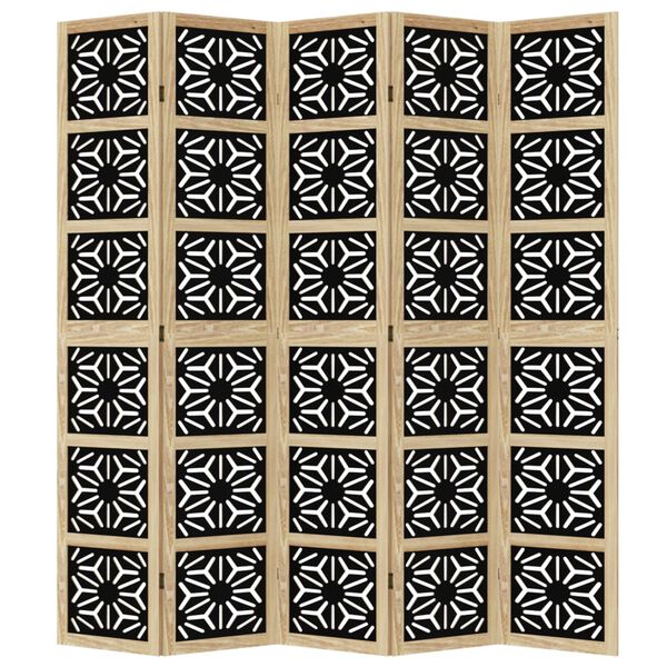 vidaXL Divisorio Ambienti 5 Pannelli Marrone e nero Legno di Paulownia