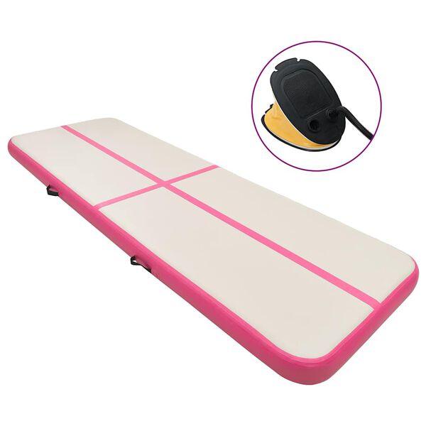 vidaXL Tappetino Ginnastica Gonfiabile con Pompa 800x100x20cm PVC Rosa
