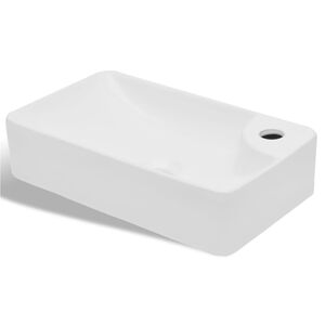 vidaXL Lavandino Bagno in Ceramica Bianca con Foro per Rubinetto