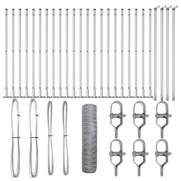 vidaXL Palo della recinzione Argento 50 x 1 m (griglia 50 mm) Acciaio