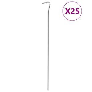 vidaXL Picchetti per Tenda 25 pz 30 cm &Oslash;4 mm in Acciaio Zincato