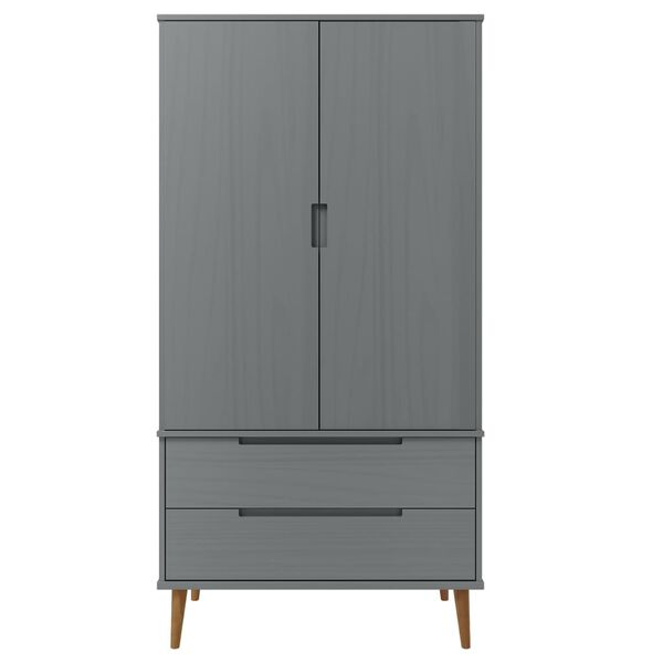 vidaXL Armadio MOLDE Grigio 90x55x175 cm in Legno Massello di Pino