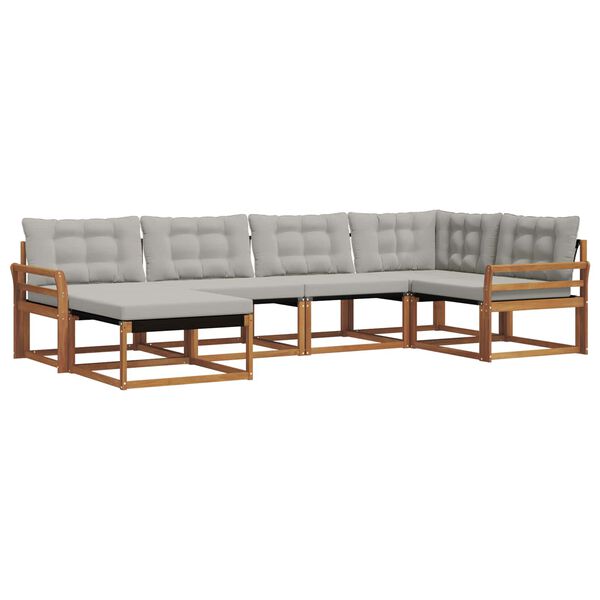 vidaXL Set di divani da esterno 6 pcs Grigio Naturale e Chiaro