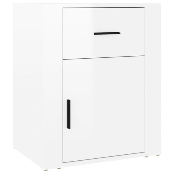 vidaXL Comodino Bianco Lucido 50x36x60 cm in Legno Multistrato