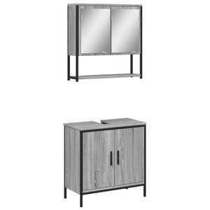 vidaXL Set Mobili da Bagno 2 pz Grigio Sonoma in Legno Multistrato