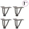 vidaXL Gambe a forcina per tavolino 4 pz in acciaio naturale 10 cm in acciaio massiccio