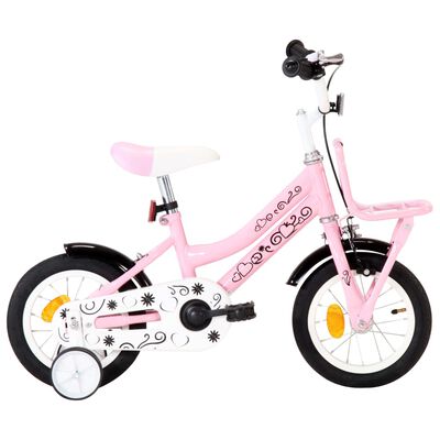 vidaXL Bici per Bambini con Trasportino Frontale 12'' Bianca e Rosa