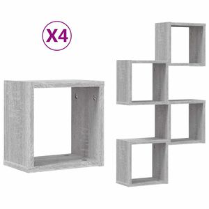 vidaXL Scaffali da parete 4 pcs Grigio Sonoma 26 x 15 x 26 cm
