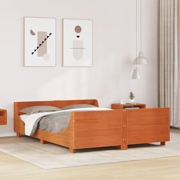 vidaXL Letto senza Materasso Marrone Cera 135x190 cm in Legno di Pino