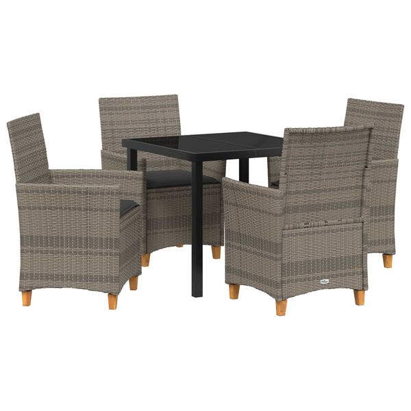 vidaXL Set da Pranzo per Giardino 5 pcs Grigio polyrattan