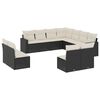 vidaXL Set Divani da Giardino 11 pz con Cuscini in Polyrattan Nero