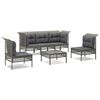 vidaXL Set Divani da Giardino 6 pz con Cuscini in Polyrattan Grigio