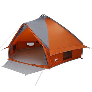 vidaXL Tenda Teepee con tetto Grigio e arancione 490 x 410 x 210 cm