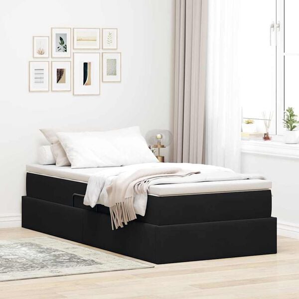 vidaXL Letto con contenitore e materasso Nero 90 x 200 cm Velluto