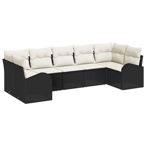 vidaXL Set Divano da Giardino 7 pcs Nero e Bianco polyrattan