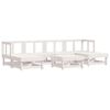 vidaXL Set Salotto da Giardino 7 pz Bianco in Legno Massello di Pino