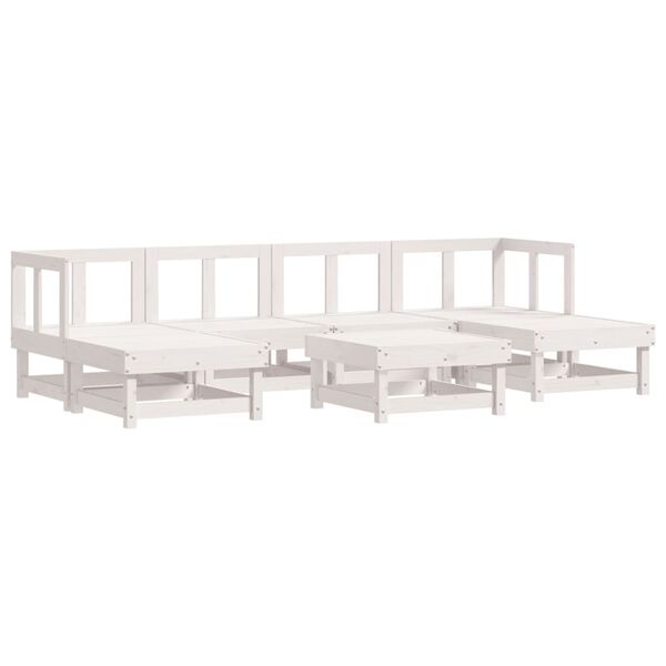 vidaXL Set Salotto da Giardino 7 pz Bianco in Legno Massello di Pino