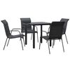vidaXL Set da Pranzo da Giardino 5 pz Nero in Acciaio e Textilene