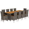 vidaXL Set da Pranzo da Giardino 11pz con Cuscini in Polyrattan Grigio