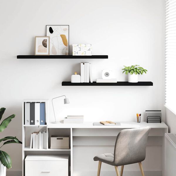 vidaXL Scaffali a Parete 2 pz Neri 120x23,5x3,8 cm in MDF