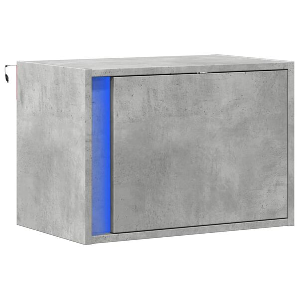 vidaXL Comodino a Parete con Luci LED Grigio Cemento