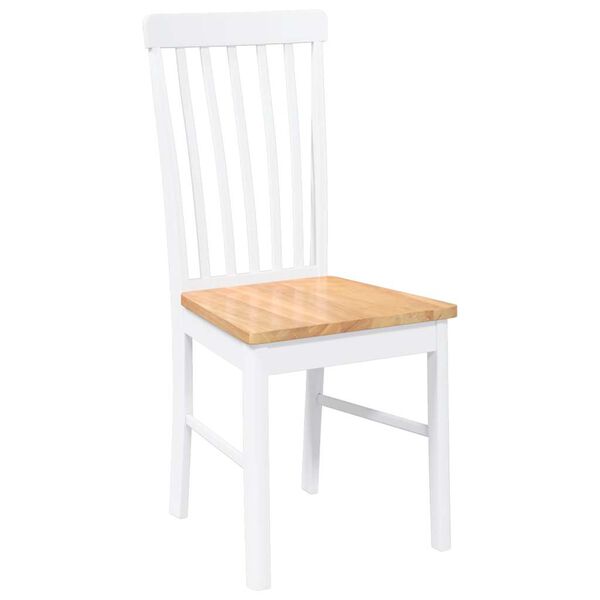 vidaXL Sedie da Pranzo 2 pz Bianche in Legno Massello di Hevea