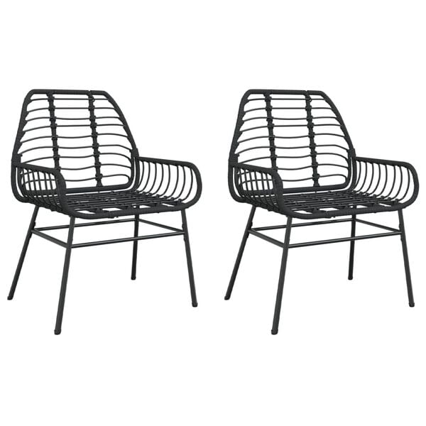 vidaXL Sedie da Giardino Set 2 pz Polyrattan Nero