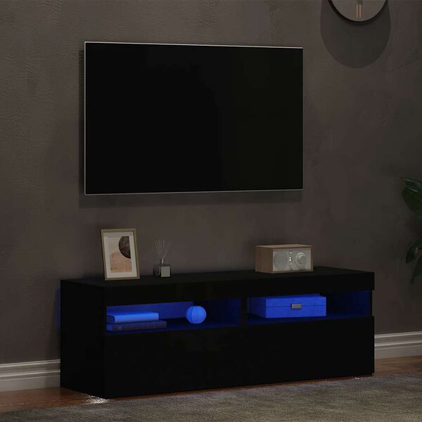 vidaXL Mobili Porta TV con Luci LED 2 pz Neri 60x35x40 cm