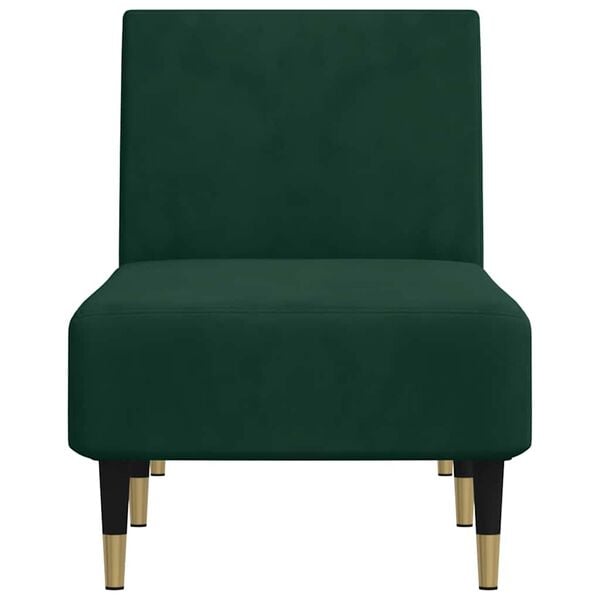vidaXL Chaise Longue in Velluto Verde Scuro