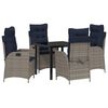 vidaXL Set da Pranzo per Giardino 5 pz Grigio e Nero Rattan
