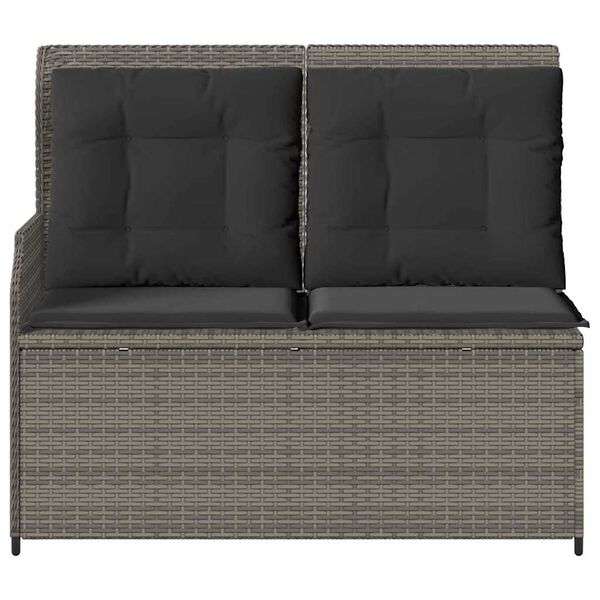 vidaXL Panchina da giardino con cuscino Grigio Poly Rattan
