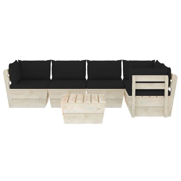 vidaXL Set Divani da Giardino su Pallet 6 pz con Cuscini Legno Abete