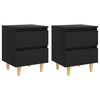 vidaXL Comodini con Gambe in Pino Massello 2pz Neri 40x35x50 cm