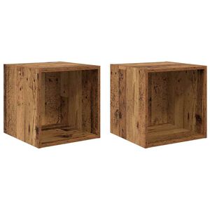 vidaXL Armadietto a muro 2 pcs Legno vecchio 37 x 37 x 37 cm