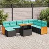 vidaXL Set Divani da Giardino 11 pz con Cuscini Polyrattan Acacia Nero
