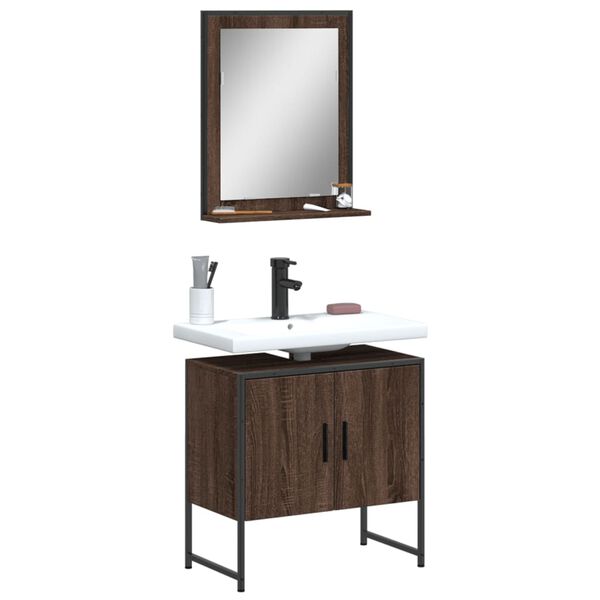 vidaXL Set Mobili da Bagno 2 pz Rovere Marrone in Legno Multistrato