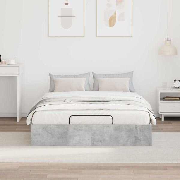 vidaXL Letto ottomano Grigio cemento 135 x 190 cm Legno multistrato