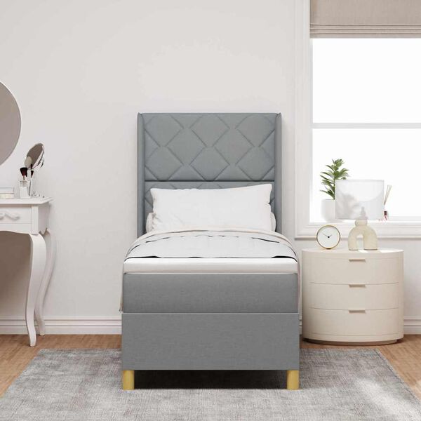 vidaXL Letto a molle con materasso Grigio chiaro 140 x 200 cm Tessuto