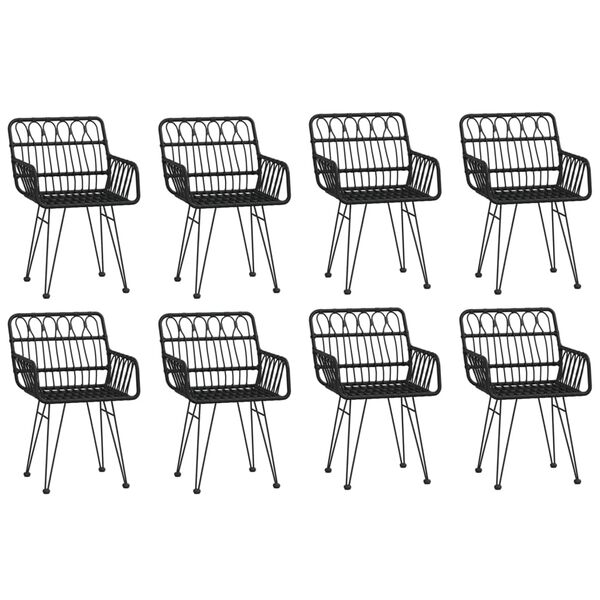 vidaXL Set da Pranzo da Giardino 9 pz Nero in Polyrattan