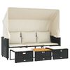 vidaXL Divano Giardino 3 Posti Baldacchino e Sgabelli Nero Polyrattan