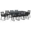 vidaXL Set da Pranzo per Giardino 9 pcs Nero Poly Rattan
