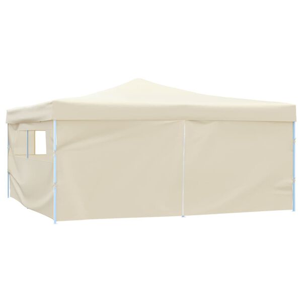 vidaXL Gazebo Pieghevole con 4 Pareti 5x5 m Crema