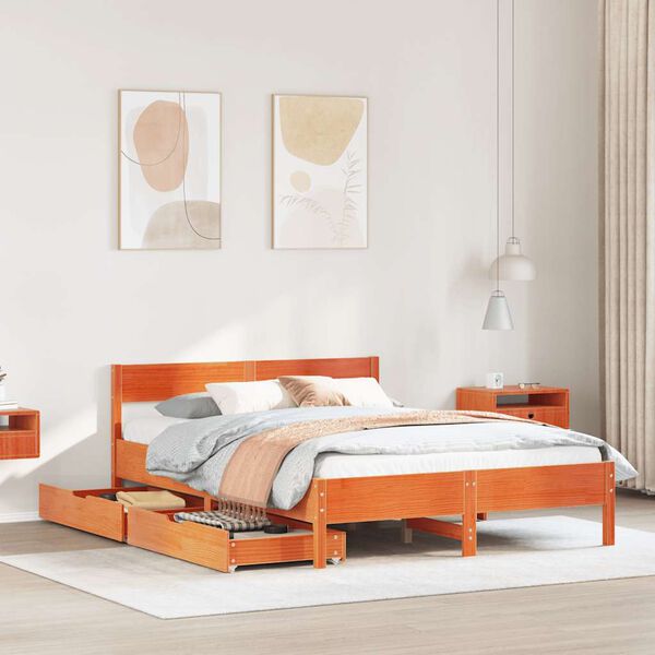 vidaXL Letto senza Materasso Marrone Cera 150x200 cm in Legno di Pino