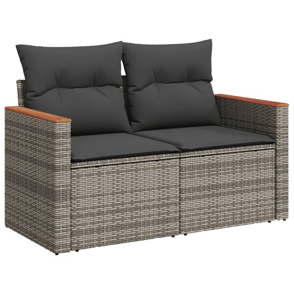 vidaXL Set Divano da Giardino 8 pz con Cuscini Grigio in Polyrattan