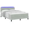 vidaXL Letto a Sorgente LED con led Grigio chiaro 160 x 200 cm Velluto